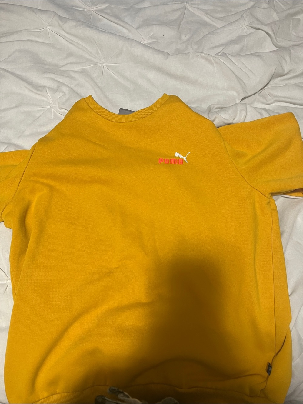 Puma Kids Bright Yellow Pullover Sweatshirt with Small Logo